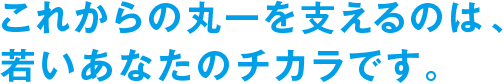 これからの丸一を支えるのは、若いあなたのチカラです。